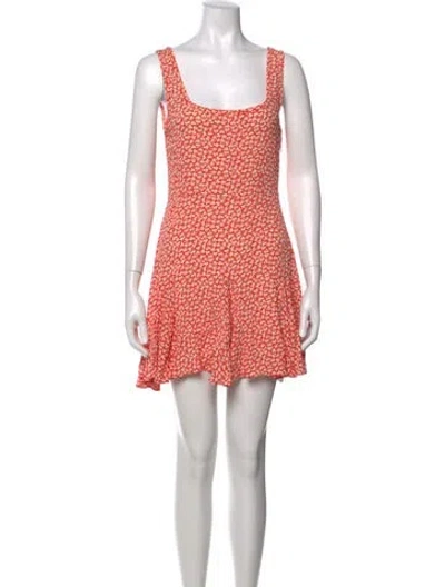 Pre-owned Doen Floral Print Mini Dress In Red