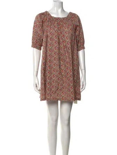 Pre-owned Doen Floral Print Mini Dress In Red