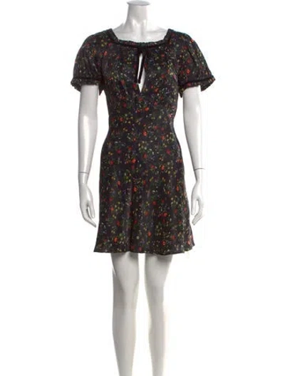 Pre-owned Doen Floral Print Mini Dress W/ Tags In Black