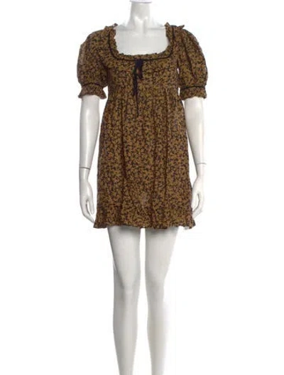 Pre-owned Doen Floral Print Mini Dress W/ Tags In Black