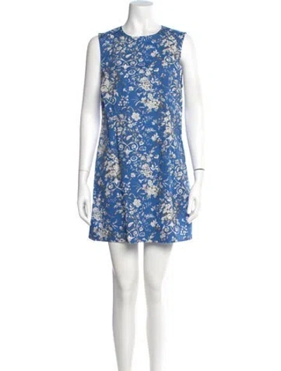 Pre-owned Doen Floral Print Mini Dress W/ Tags In Blue