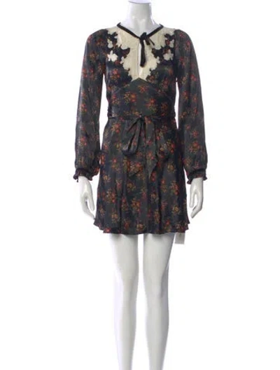 Pre-owned Doen Floral Print Mini Dress W/ Tags In Blue