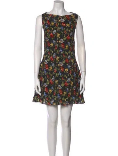 Pre-owned Doen Floral Print Mini Dress W/ Tags In Blue