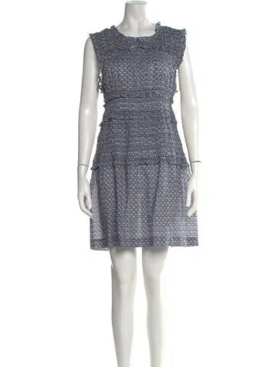 Pre-owned Doen Floral Print Mini Dress W/ Tags In Blue