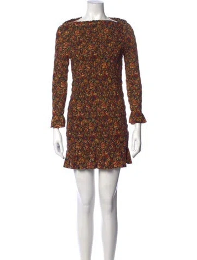 Pre-owned Doen Floral Print Mini Dress W/ Tags In Neutrals