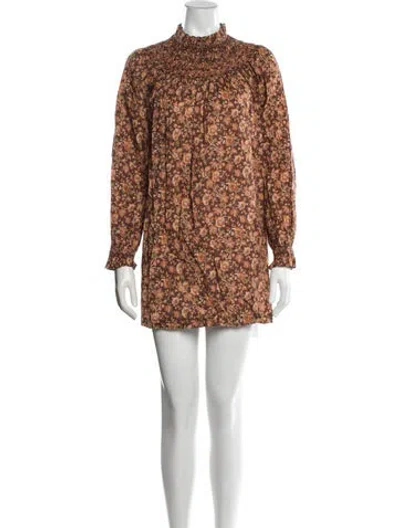 Pre-owned Doen Floral Print Mini Dress W/ Tags In Neutrals