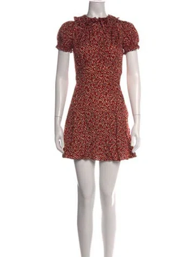 Pre-owned Doen Floral Print Mini Dress W/ Tags In Red