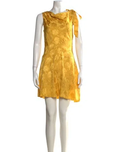 Pre-owned Doen Floral Print Mini Dress W/ Tags In Yellow