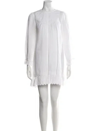 Pre-owned Doen Floral Print Mini Dress In White