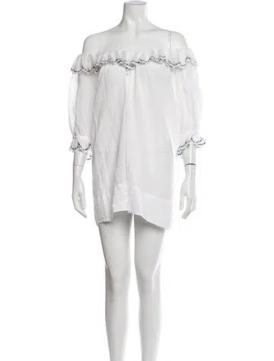 Pre-owned Doen Floral Print Mini Dress In White