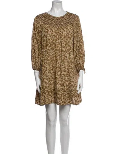 Pre-owned Doen Floral Print Mini Dress In Yellow