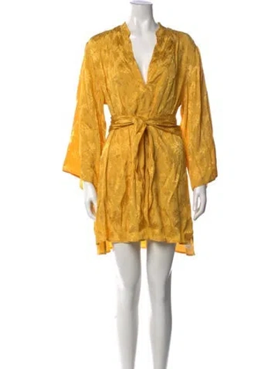 Pre-owned Doen Floral Print Mini Dress In Yellow