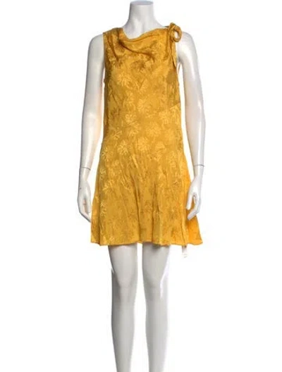 Pre-owned Doen Floral Print Mini Dress In Yellow