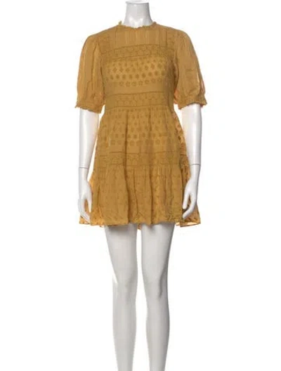 Pre-owned Doen Floral Print Mini Dress In Yellow