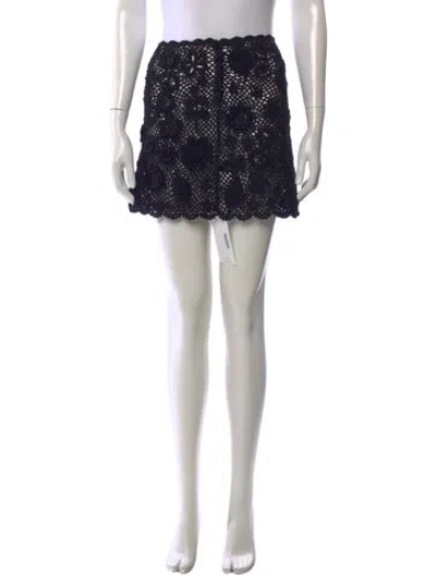 Pre-owned Doen Floral Print Mini Skirt In Black