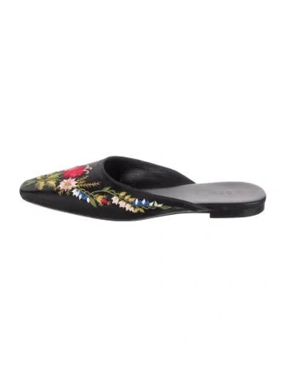 Pre-owned Doen Floral Print Mules In Black