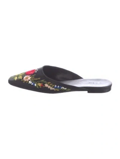 Pre-owned Doen Floral Print Mules In Blue