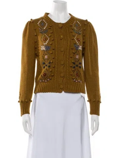 Pre-owned Doen Floral Print Open Front Sweater In Neutrals