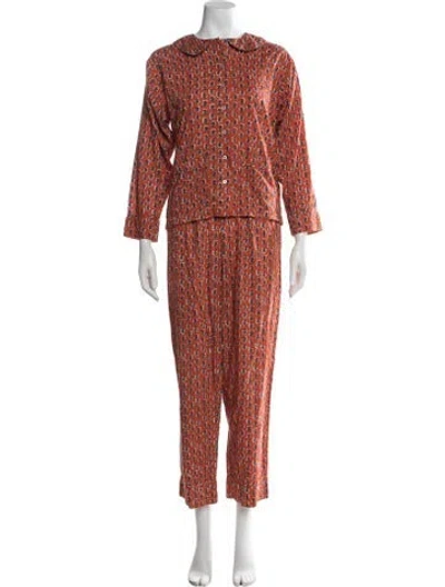 Pre-owned Doen Floral Print Pant Set In Orange