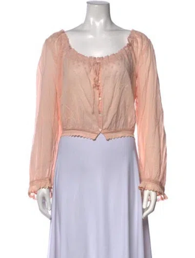 Pre-owned Doen Floral Print Scoop Neck Blouse In Pink