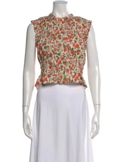 Pre-owned Doen Floral Print Sleeveless Blouse In Neutral