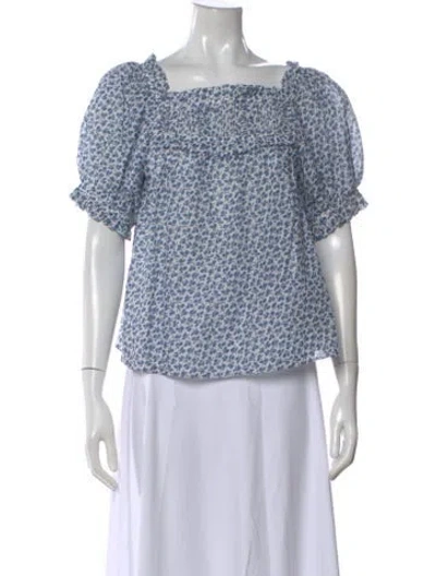 Pre-owned Doen Floral Print Square Neckline Blouse In Multi