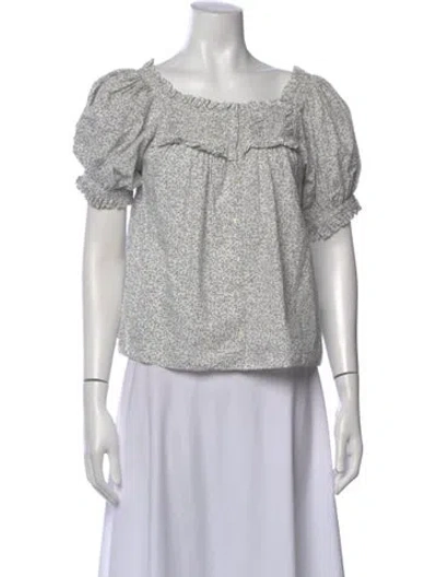 Pre-owned Doen Floral Print Square Neckline Blouse In Multi