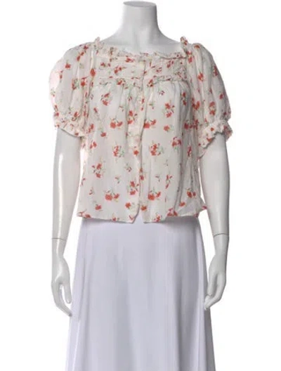 Pre-owned Doen Floral Print Square Neckline Blouse In Multi