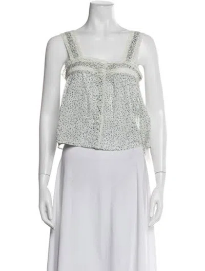Pre-owned Doen Floral Print Square Neckline Blouse In Neutral