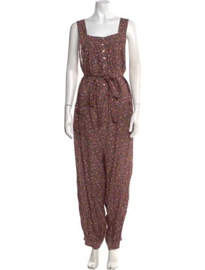 Pre-owned Doen Floral Print Square Neckline Jumpsuit In Multi