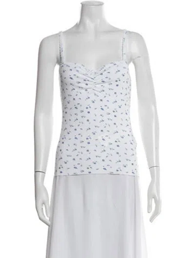 Pre-owned Doen Floral Print Square Neckline Top In Multi