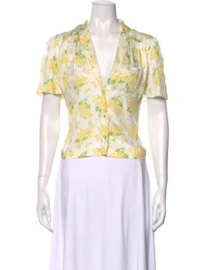 Pre-owned Doen Floral Print V-neck Blouse In Multi