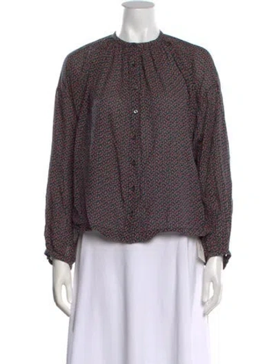 Pre-owned Doen Floral Print V-neck Blouse In Multicolor