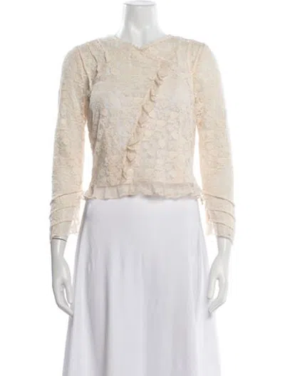 Pre-owned Doen Floral Print V-neck Blouse In Neutrals