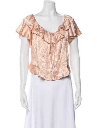 Pre-owned Doen Floral Print V-neck Blouse In White