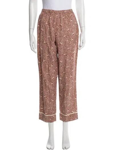 Pre-owned Doen Floral Print Wide Leg Pants In Brown