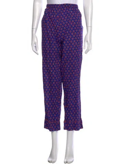 Pre-owned Doen Floral Print Wide Leg Pants In Purple