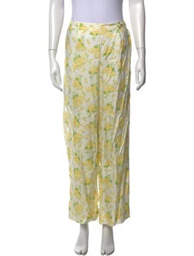 Pre-owned Doen Floral Print Wide Leg Pants In Yellow
