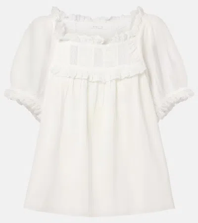 Doen Dôen Frances Lace-trimmed Cotton-blend Top In White