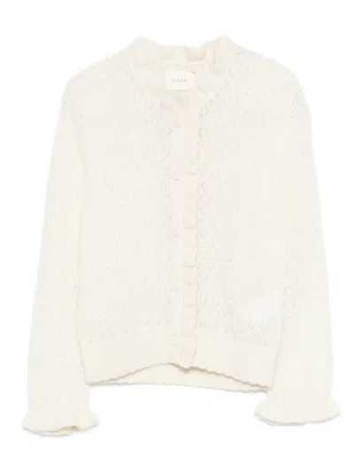 Doen Frills Perforated Cardigan In Neutral