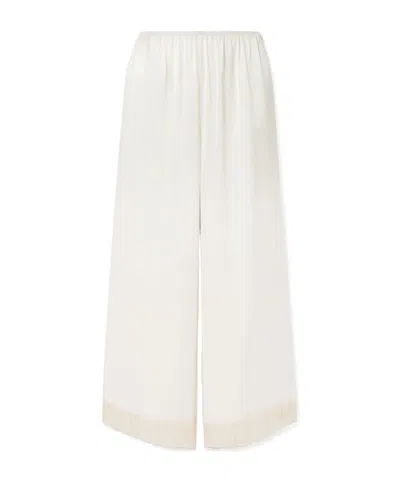 Doen Lavon Fringed Silk Wide-leg Pants In Gray