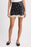 Doen Dôen Giulietta Lace Trim Crepe Back Satin Miniskirt In Multi