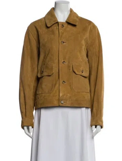 Pre-owned Doen Goat Leather Utility Jacket In Orange