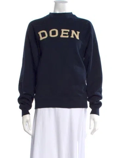 Pre-owned Doen Graphic Print Crew Neck Sweatshirt In Blue