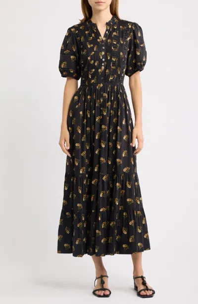Doen Dôen Haleigh Pintuck Midi Dress In Black