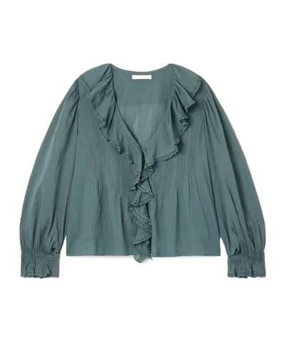 Doen Hardy Lace-trimmed Ruffled Pintucked Organic Cotton-voile Blouse In Multi