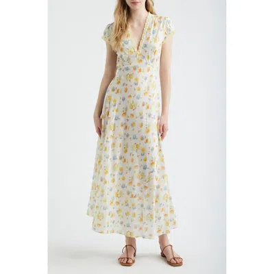 Doen Dôen Helia Floral Print Voile Midi Dress In Multi
