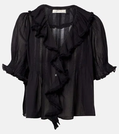 Doen Dôen Henri Cotton Voile Top In Black