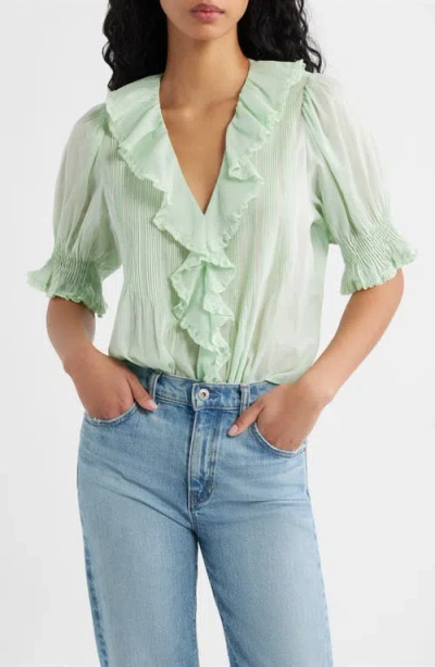 Doen Henri Ruffled Blouse In Green