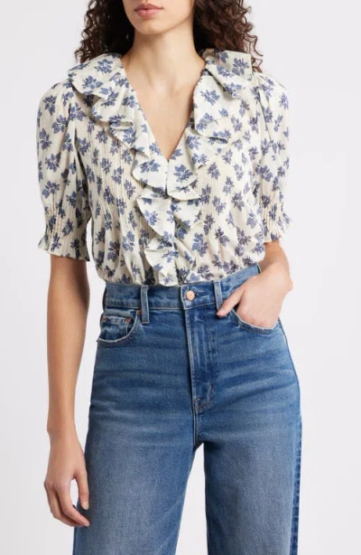 Doen Henri Top In Pomegranate Bloom In White